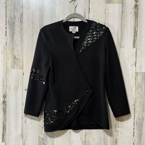 Caron Vintage Black Stylish Blazer with Sequin Details